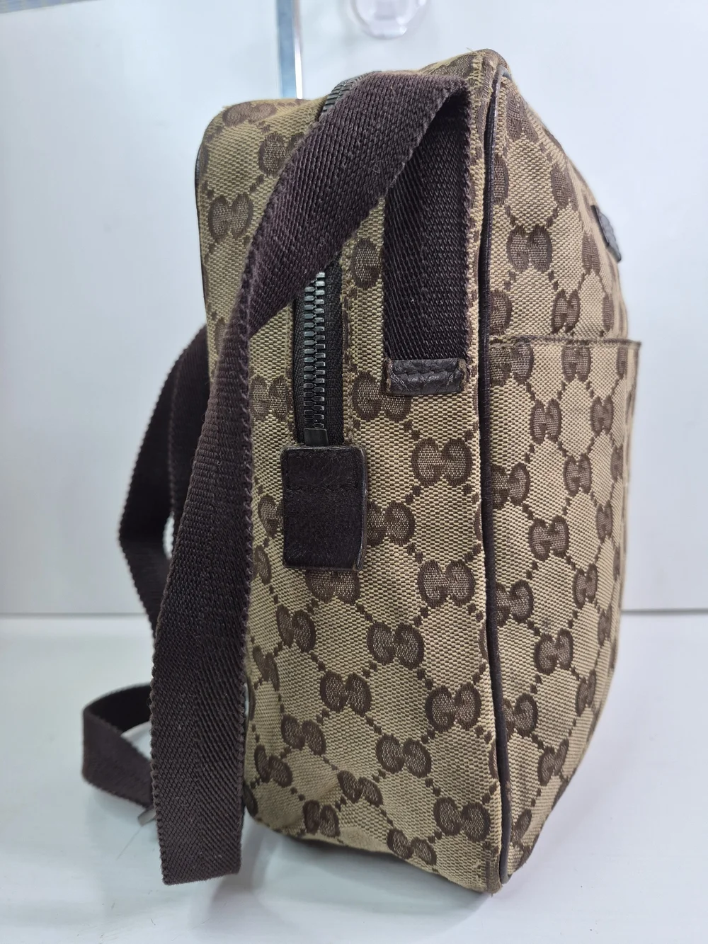 Gucci Beige and Brown Monogram Messenger Bag